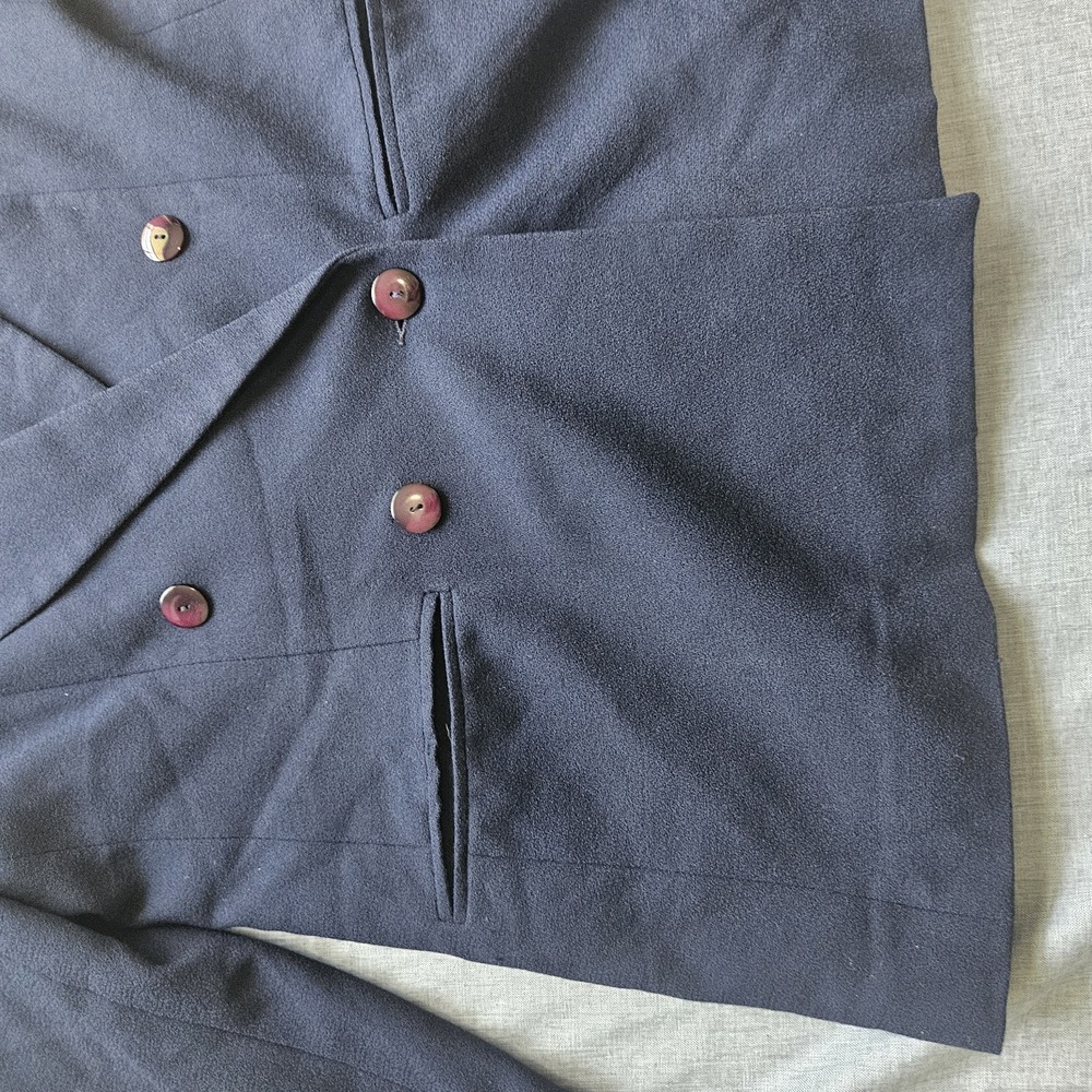 VTG Womens 100% Wool Blazer Size 12 Black Suit Jacket Made In USA 90s Grandpa - Picture 6 of 16